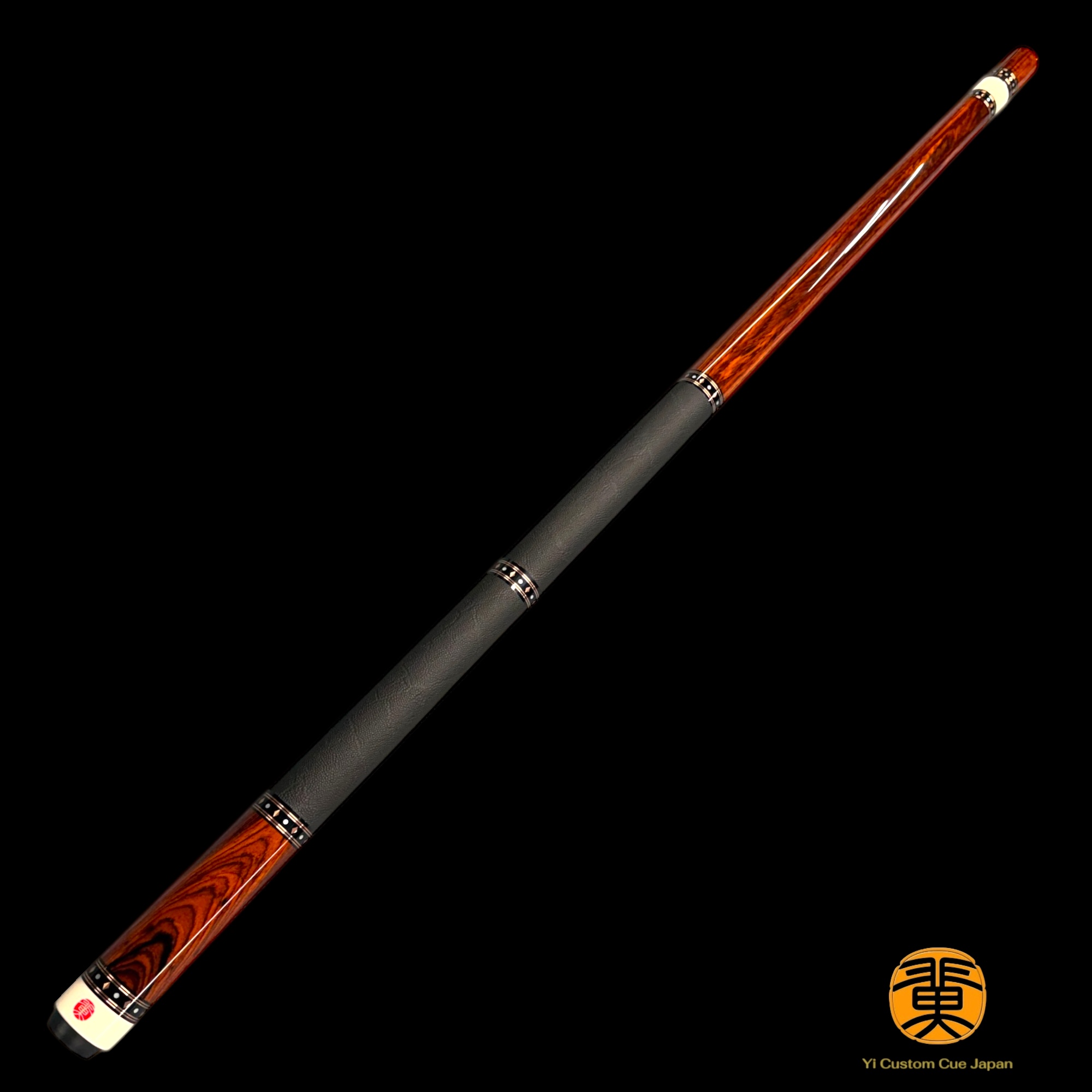 Yi 翼 CUSTOM CUE  #Cocobolo Wood / Straight Model / 牛型押し革巻きダブルハンドル