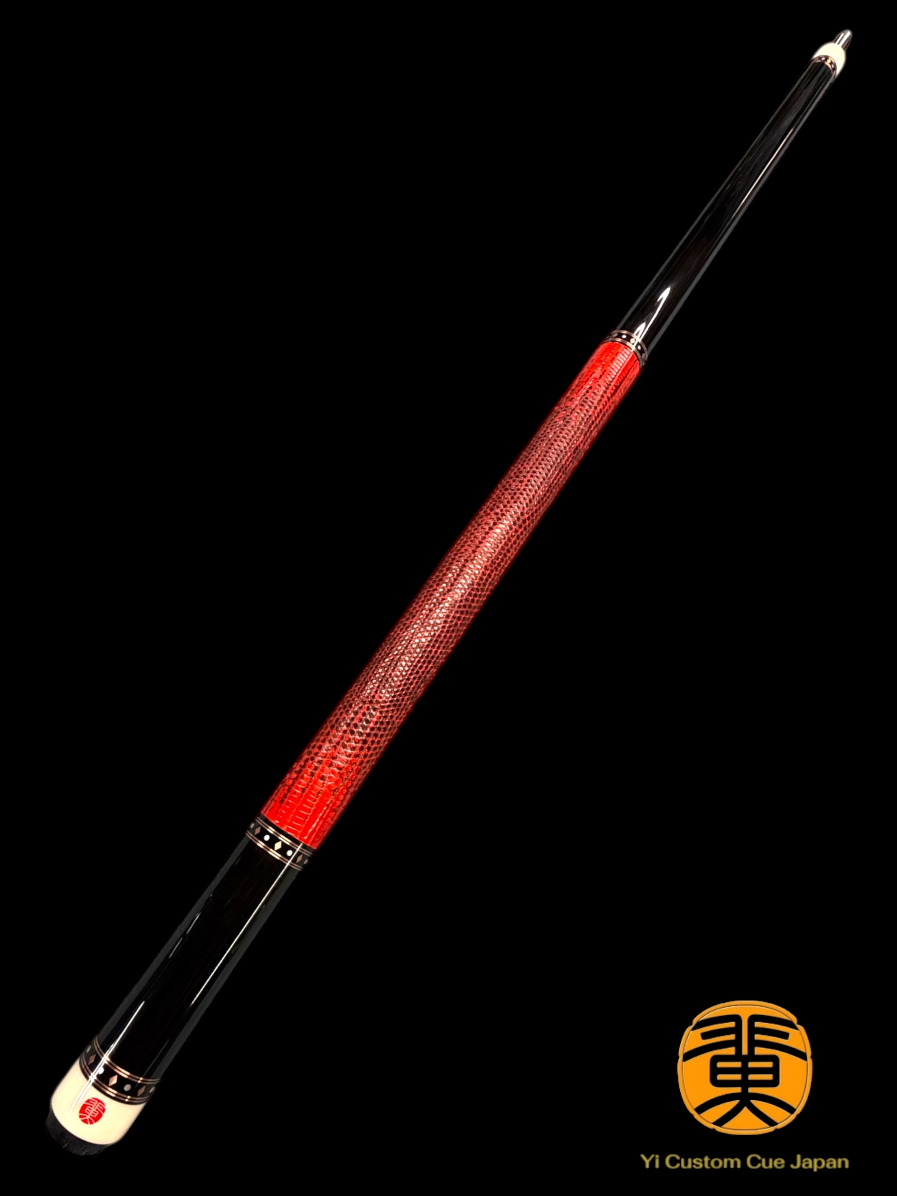 Yi 翼 CUSTOM CUE  #Ebony Wood / Straight Model / 赤リザード革巻きシングルハンドル
