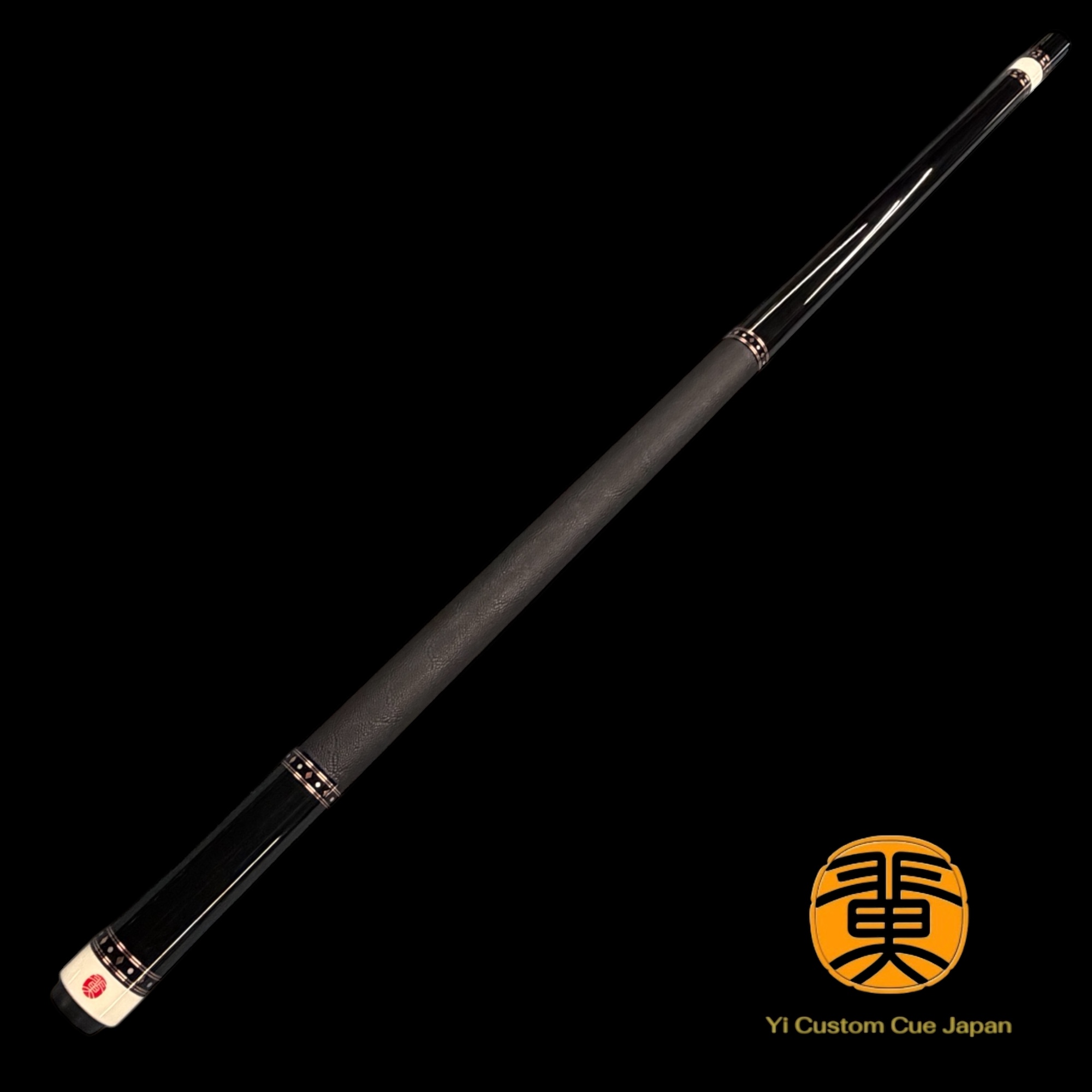 Yi 翼 CUSTOM CUE  #Ebony Wood / Straight Model / 牛型押し革巻きシングルハンドル