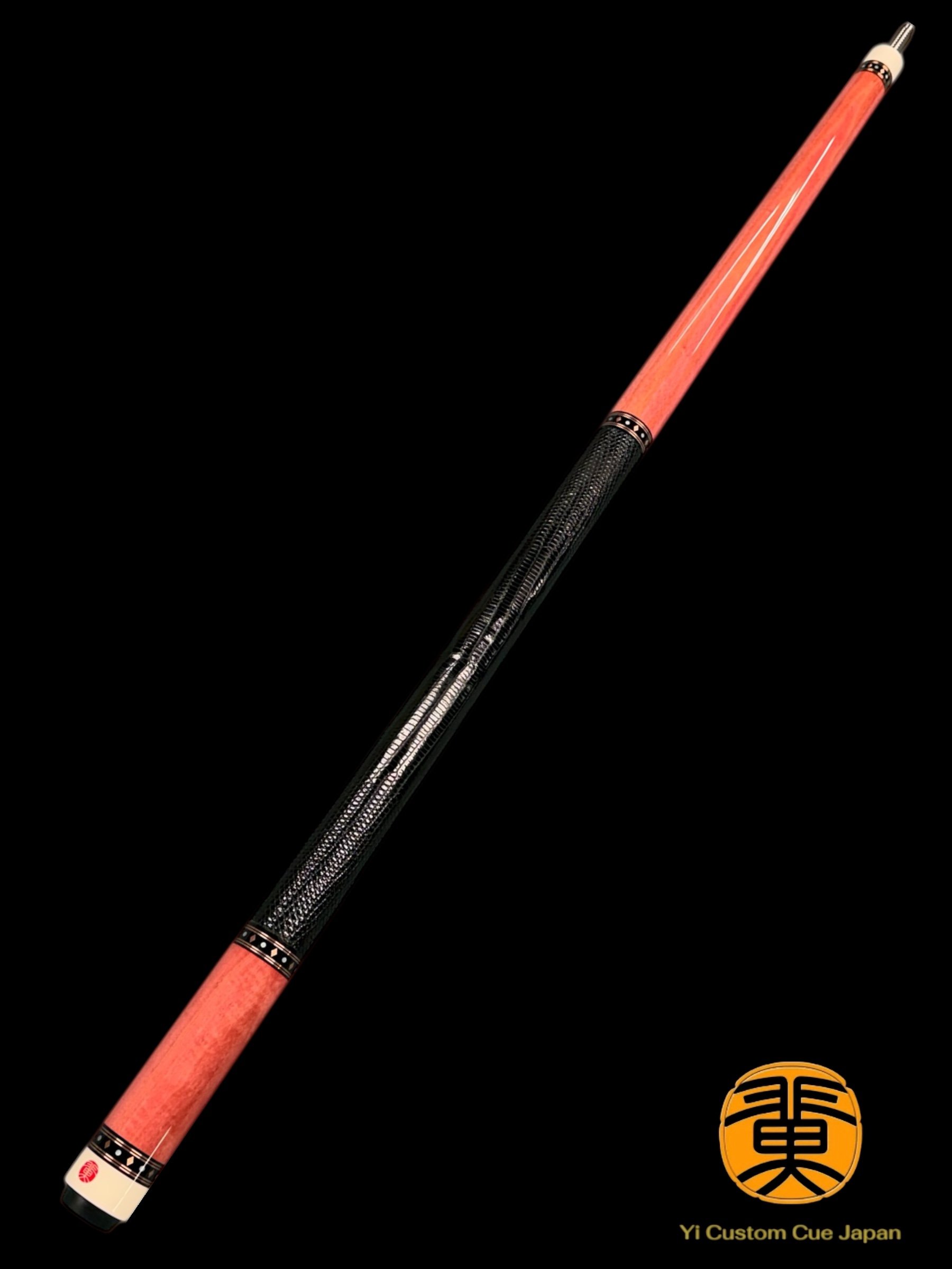 Yi 翼 CUSTOM CUE  #Pink Ivory Wood / Straight Model / 黒リザード革巻きシングルハンドル