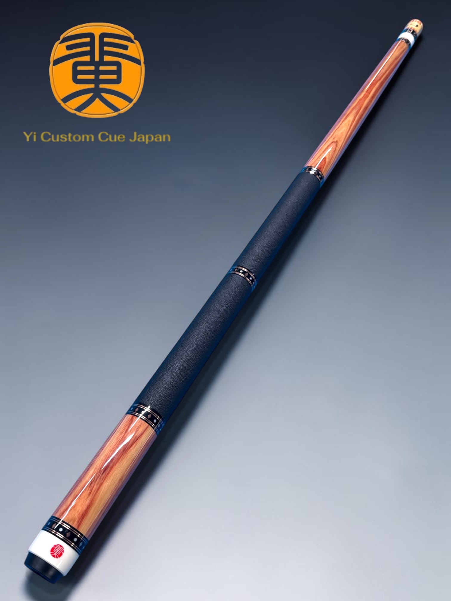 Yi 翼 CUSTOM CUE  #Tulip Wood / Straight Model / 黒革巻きWハンドル