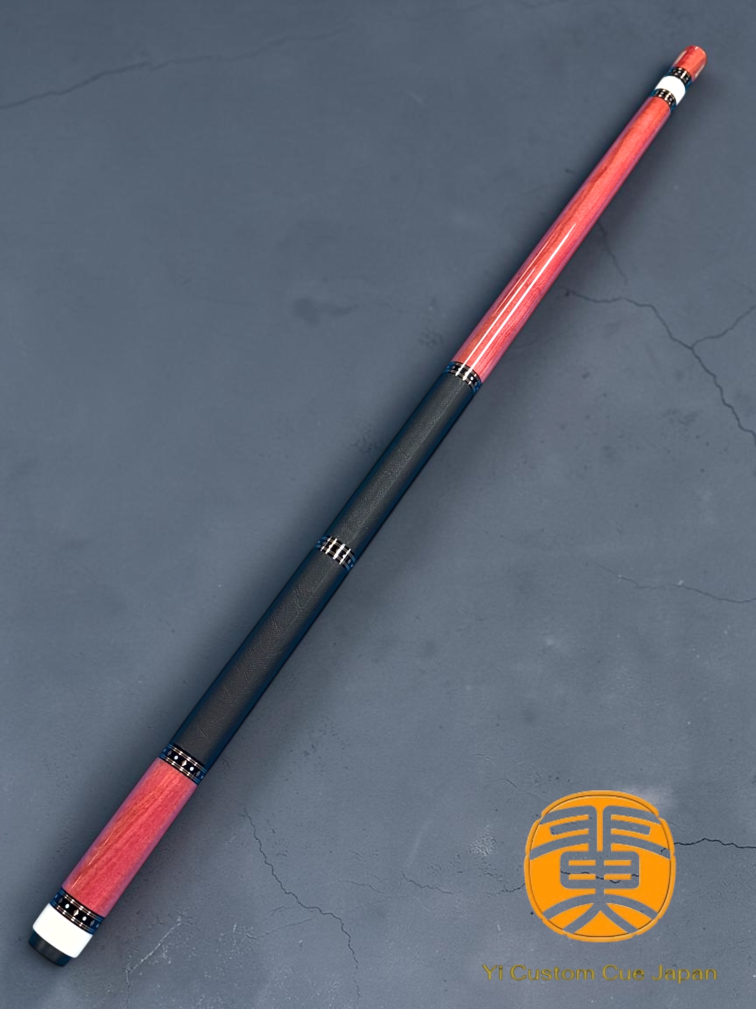 Yi 翼 CUSTOM CUE  #Pink Ivory Wood / Straight Model / 黒リザード革巻きWハンドル